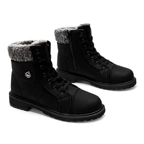 GLAMORA Botines de invierno para mujer impermeables y térmicos con forro cálido y suela antideslizante, botas cómodas con cremallera para caminar, trabajo o senderismo ligero en montaña y ciudad