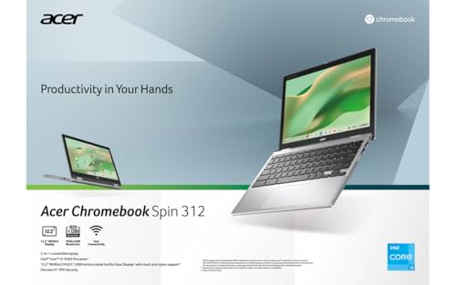Image of Acer Chromebook Spin 312 CP312-1HN-34Z7 Convertible Laptop | Intel Core i3-N305 | 12.2 inch WUXGA IPS Corning Gorilla Glass Touch Display | 8GB LPDDR5 | 128GB eMMC | Wi-Fi 6E | Full HD Webcam | Chrome OS