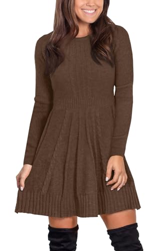 For G and PL Women's Winter Crew Neck Long Sleeve Jumper Dress Warm Elegant Knee-Length Knitted Dress S-XXL, coffee, S For G and PL Women's Winter Crew Neck Long Sleeve Jumper Dress Warm Elegant Knee-Length Knitted Dress S-XXL, coffee, S