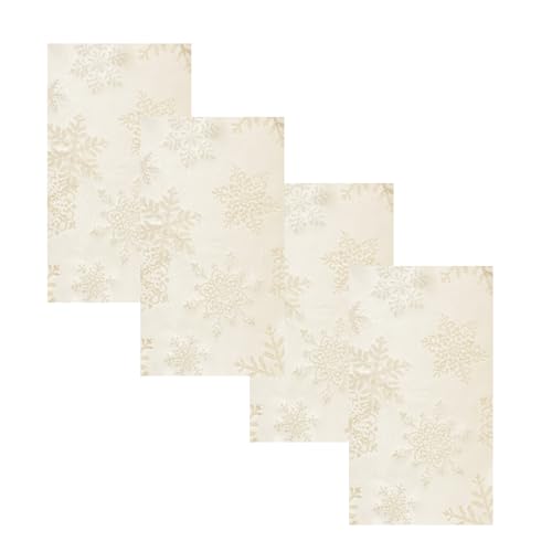 Newbridge Christmas Snowflake Set of 4 Fabric Napkins, Ivory/Gold