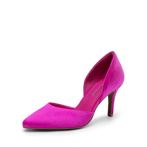 DREAM PAIRS Women's High Heel Closed Toe Dress Shoes Pumps Elegant Stiletto D'Orsay Slip On 6 Hot Pink-satin
