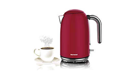 Homeart Premium Electric Kettle, Teapot, Water Boiler, Stainless Steel, 1.7 Liter, Red