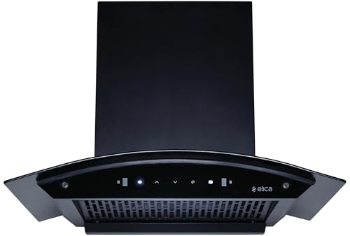 Image of Elica 60cm 1500 m3 /hr Filterless Autoclean Kitchen Chimney with 15 Years Motor Warranty & 5 Years Comprehensive (CURVE FL 600 HAC LTW MS NERO), Black
