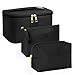MAANGE 3 Stück Kosmetiktaschen (L+M+S), PU Leder Schminktasche für Damen Tragbare Reise Kosmetiktasche Kleine Make Up Tasche mit Fächern, Schwarz Klein 3 günstig Kaufen-MAANGE 3 Stück Kosmetiktaschen (L+M+S), PU Leder Schminktasche für Damen Tragbare Reise Kosmetiktasche Kleine Make Up Tasche mit Fächern, Schwarz