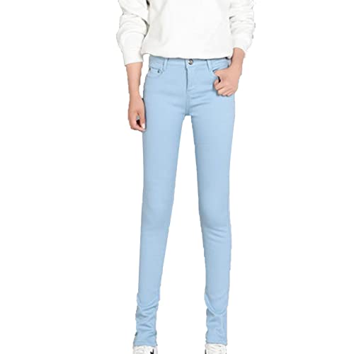 Maiyifu-GJ Women's Winter Warm Fleece Lined Jeans Slim Fit Thermal Pencil Denim Pants Skinny High Waisted Tapered Jean (Light Blue,29)