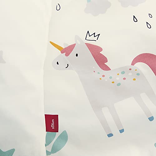 sOliver-Kinderbettwasche-Einhorn-100x135-cm-100-Baumwolle-praktischer-Reisverschluss-maschinenwaschbar-Bettwasche-fur-Kinder-Regenbogen-2tlg-bunt