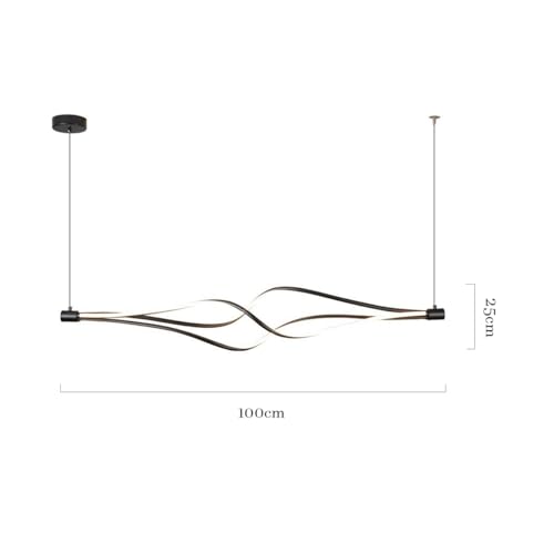 Lampe suspendue avec télécommande noire réglable pour éclairage de bureau moderne