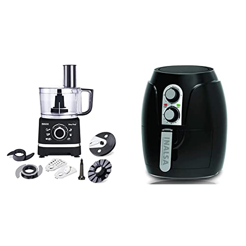 Inalsa Food Processor Easy Prep-800-Watt with Processing Bowl + 7 Accessories,(Black) & Air Fryer Crispy Fry-1200W with Smart Rapid Air Technology, Timer Selection, (Black), 2.3 Liters