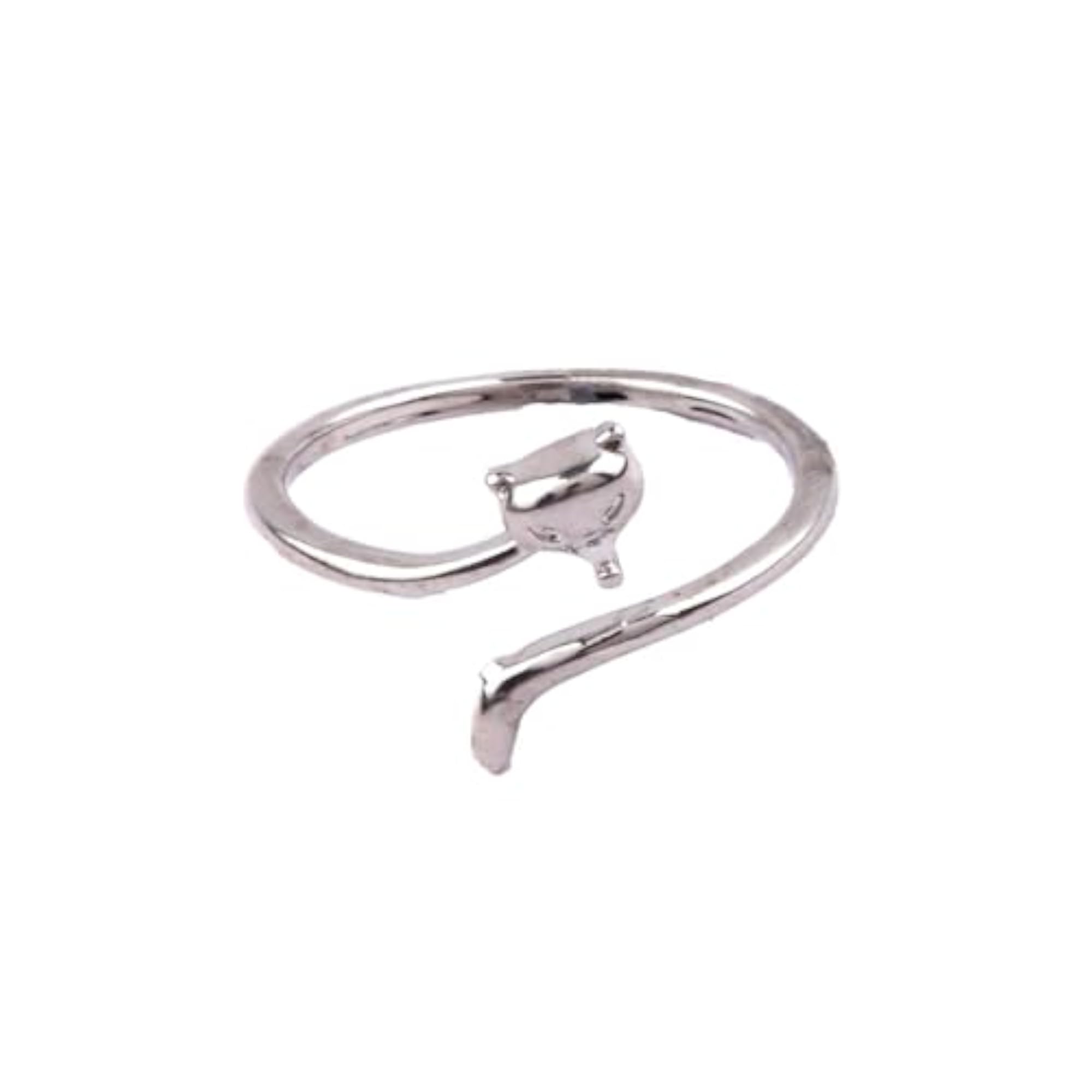 Women's Glossy Silver Adjustable Ring