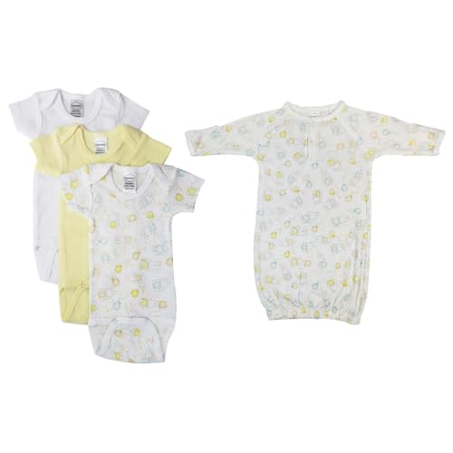 Bambini NC-0439M Unisex Baby 4 Piece Layette Sets, White - Medium