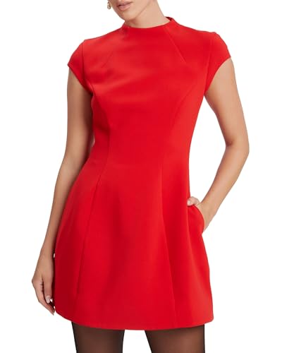 BARDOT Delphi Hourglass Mini Dress for Women - Deep Red Occasion Wear with  Boning, Cap Sleeves & Balloon Skirt at Amazon Women's Clothing store