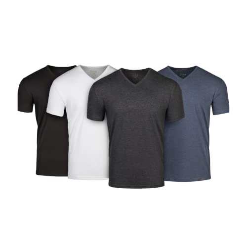 Fresh Clean Threads Men's T-Shirts V Neck Premium Basic Short Sleeve Tees - Fitted Style, Ultra Soft, Tag-Free Comfort