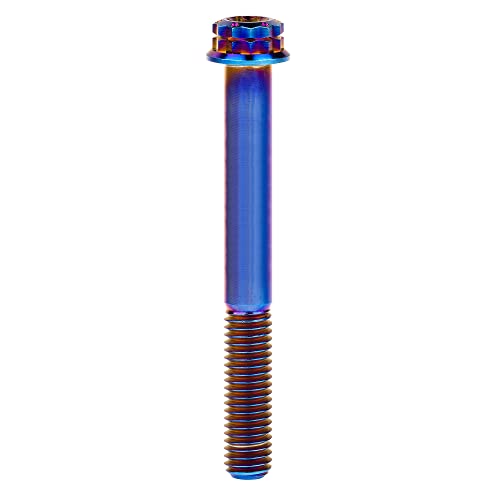 Image of Titanium Flange 12 Point Head M8 x15 20 25 30 35 40 45 50 55 60 65mm Screw Bolt Pack of 4 (M8x65mm, Burning Blue)
