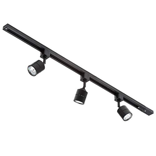 Litecraft Kitchen Track Light with Soho Fixture & GU10 LED Bulbs - (Black, 1M 3 Light)