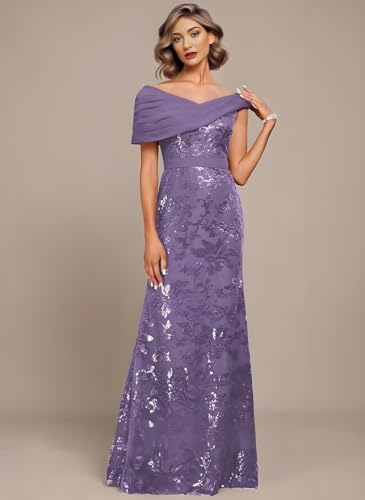 FreeBeauty Sparkly Mermaid Mother of The Bride Dresses for Women 2025 Sequins Evening Formal Dress2