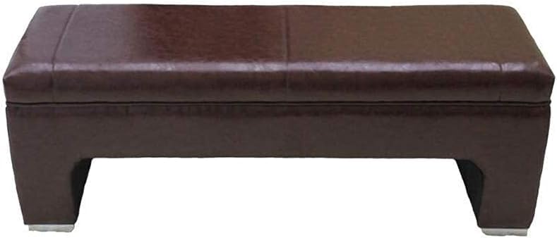 Repose-pieds rectangulaire rembourré marron 100 cm grand pouf banc