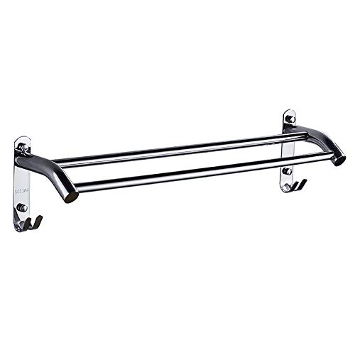 Porte-serviettes double barre mural de 90 cm avec crochets intégrés pour salle de bain moderne