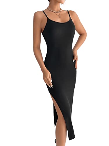 GORGLITTER Cami Kleid Mit Schlitz Damen Kleider Sommer Elegant Midikleid...