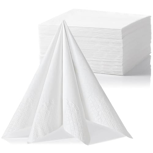 JINYUDOME Papel absorbente grueso blanco de 33 x 33 cm, 100 hojas por paquete, toallitas de mesa desechables, toallitas de limpieza de pies, servilletas compuestas de doble capa, adecuadas para el
