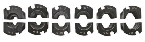 SOMATHERM FOR YOU - Lot de Mâchoires Profil V - Ø12-14-16-18-22-28 mm - Compatible avec Pince à Sertir - Noir - Pour Raccords Cuivre et Pince Radial