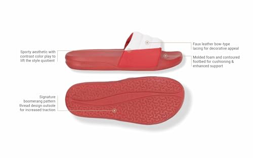 Image of Neeman's Squooshy Slides for Men | Cushioned & Comfortable Flip Flops for Men | Everyday Comfort, Flexible and Breathable | White /Red UK12