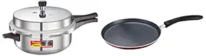 Prestige Popular Plus Induction Base Senior Deep Pan, 6 Litres, Silver + Prestige Omega Deluxe Omni Tawa 250 COMBO