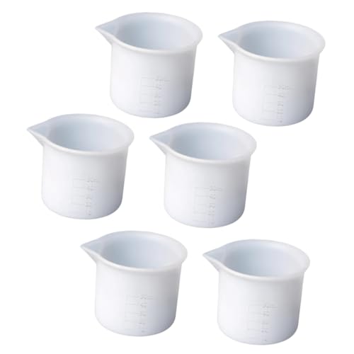 Toyvian 6 piezas Tazas Medidoras de Silicona con Escala Vasos para Epoxi Herramienta Precisa para Manualidades DIY Recipiente Flexible y Fácil de Usar para Artistas y Principiantes