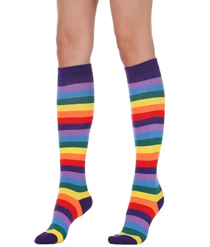 Image of Women's Knee High Athletic Socks Casual Stripes Tube Socks Outdoor Sport Socks