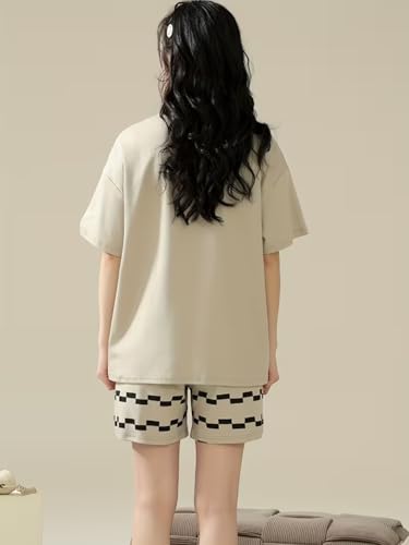 Image of Celary Korean Women's Pyjama Set|Cute Printed T-Shirt & Shorts Set|Soft Cotton Blend Women Night Suit Sleepwear| Shorts Set for Women