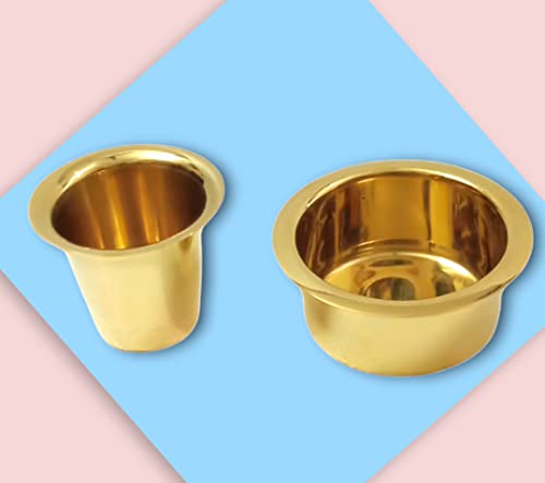 Madhura eStores Brass Coffee Dabara Set/Traditional Kumbakonam Dabara Set/Degree Tumbler and Dabara/Serving Drinkware/Tea Dabara Set/Peetal ka Dabara Set (Pack of 1)