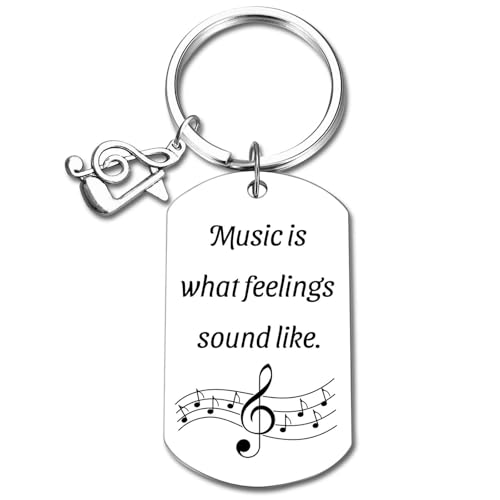 GiftYou Music Keychain Featuring Note with Uplifting Quotes for Lovers, Singers, Teachers, Students, Musicians (Music is feelings)