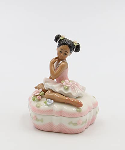 Cosmos 10600 Fine Porcelain African American Ballerina On Pink Box, 3-5/8-Inch #TOP3