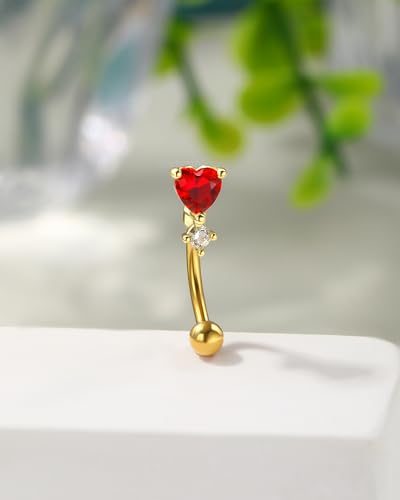 COCHARM Red Heart Rook Earrings, 16G Rook Eyebrow Jewelry, Stainless Steel Vertical labret stud4