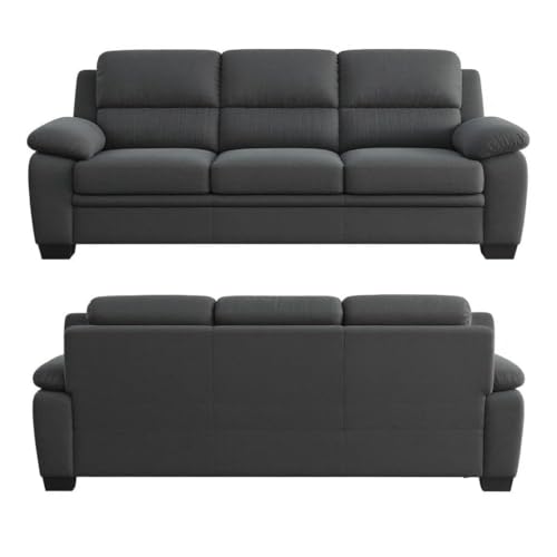 Image of Torque - Jett Luxurious Fabric 3 Seater Sofa for Living Room (Dark Grey) | Wooden 3 Seater Sofa Set Couch for Bedroom Hall | 1 Year Warranty