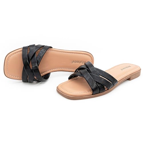 Ataiwee Women's Comfortable Flat Slide Sandals for Summer
| Ataiwee Square Toe Ladies Slip On Summer Shoes
| Ataiwee Wo