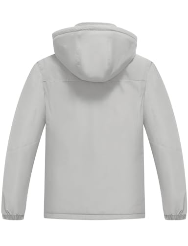 donhobo Damen Outdoor Winterjacke Winddichte Wasserdicht Softshell Jacke Warm Fleece Skijacke Funktionsjacke mit Abnehmbarer Kapuze, Hellgrau, XXL