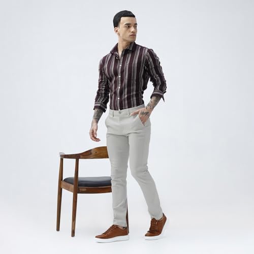 Image of BASICS Premium Cotton Stretch Formal Trousers for Men | Office Pants