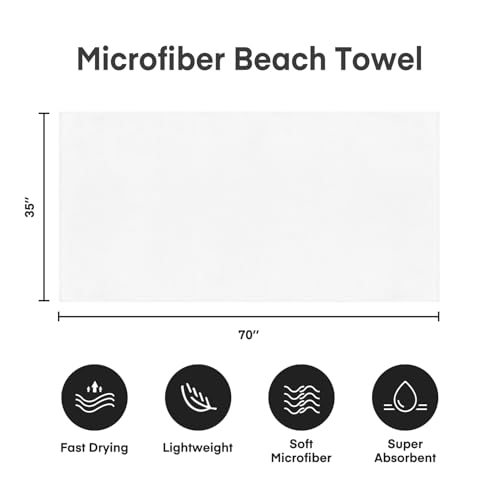 Image of JML Microfiber Bath Towels, Oversized Bathroom Towel 2 Pack 40 inch x 80 inch, Super Absorbent and Fast Drying, Soft Large Microfiber Bath Sheet for Beach, Sport, Fitness, Yoga, White