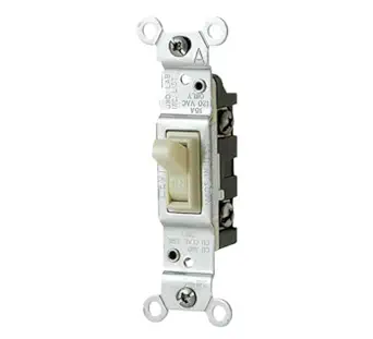 Leviton 15-Amp, 120 Volt, Toggle Framed Single-Pole AC Quiet Switch, Residential Grade, Non-Grounding, 1451-ICP, Ivory