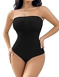 SheBuddy Women's Strapless Shapewear Triangle Bodysuit Tummy Control Seamless Sculpted Body Shaper with Removable Straps