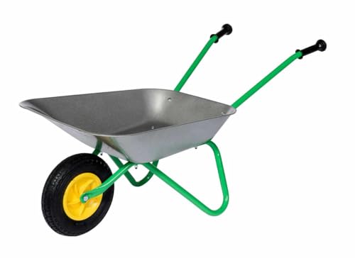 Rolly Toys Kinderschubkarre (Schubkarre; Metallschüssel; Kunststoffgriffe; Air Tyre Luftreifen; Kinder ab 2,5 Jahre) 271757, Silber