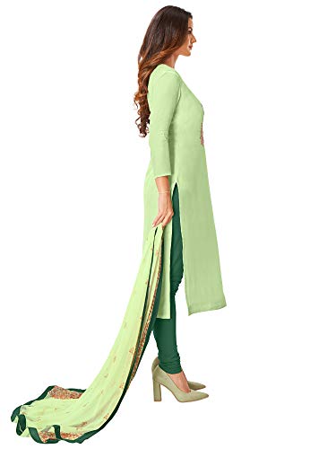 Image of AKHILAM Women's Chanderi Cotton Embroidered Unstitched Salwar Suit Material(Red 32DMK80 Parent)