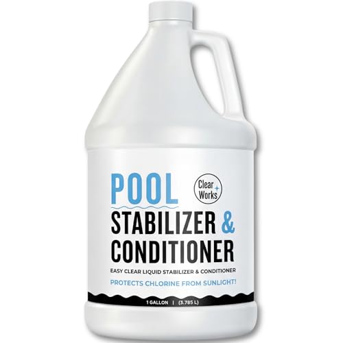 Clear Works, Pool Stabilizer - Cyanuric Acid Pool Stabilizer, Liquid Chlorine Stabilizer for Pool Chemicals, Swimming Pool Conditioner Stabilizer, for Salt Pool & Chlorine, 1 Gallon