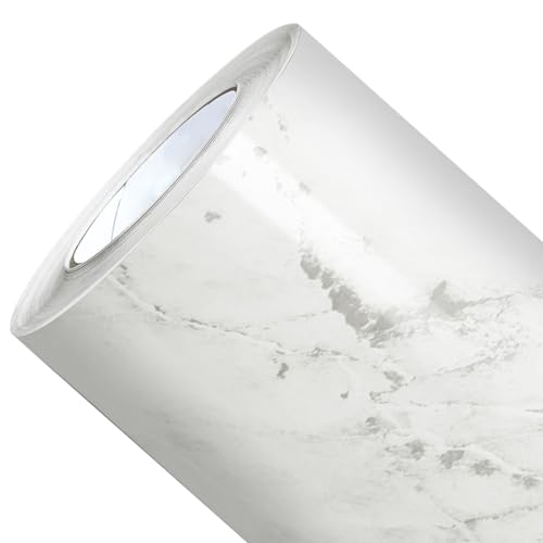 Papel de Parede Mármore Calacata Branco Vinil Adesivo Impermeável...