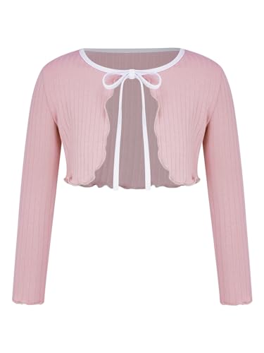 Kids Girls Ballet Dance Cardigan Solid Color Long Sleeve Open Front Coats Sweater Outerwear