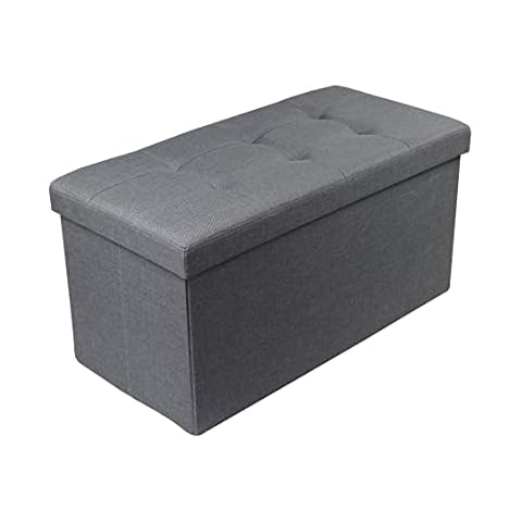 Large Grey Foldaway Storage Ottoman Bench Cover