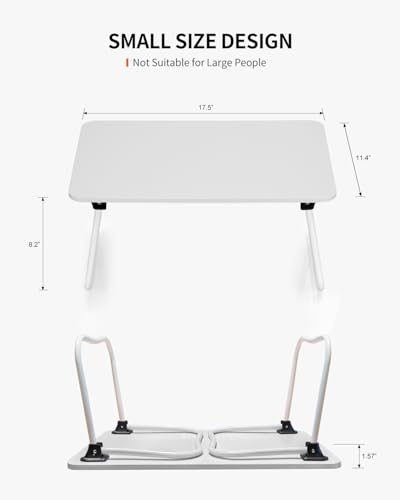Image of FISYOD Foldable Lap Desk, Laptop Bed Desk, Portable Bed Table, Laptop Stand for Bed & Couch, Lightweight & Mini - White