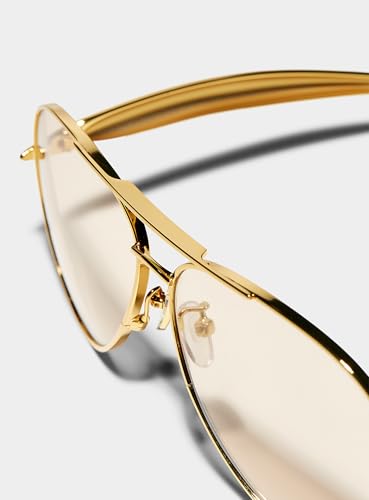 GUVIVI Retro Gold Aviator Sunglasses for Women Men, 2025 Metal Oversized 70s Aviators Sun Glasses, Gold Frame - Champagne Lens, Oversize