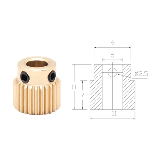 Engranaje de extrusión de 40 dientes y latón para impresoras Anet y Ender 3, orificio de 5mm, 5uds 2