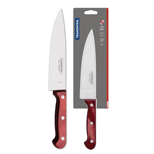 TRAMONTINA Polywood 15.2cm/6" Chef Knife | Stainless Steel Blade Professional Kitchen Knife | Chopping Knife | Plain/Straight Edge | Treated Wooden Handle | Impact Resistant | 5 Yr Warranty*